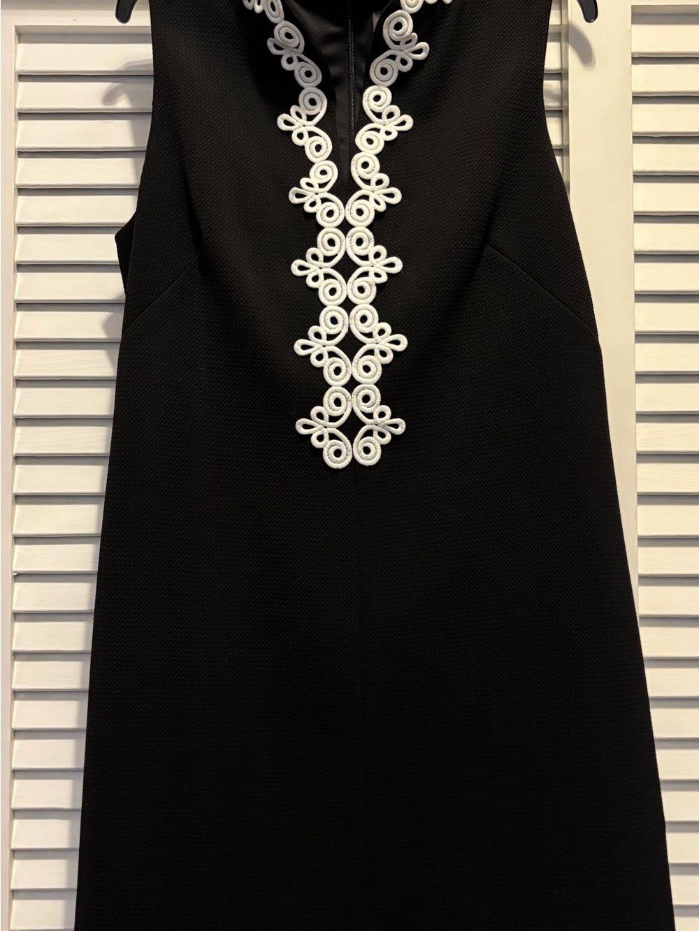 Vince Camuto Black Mini Dress with White Embroidered Trim